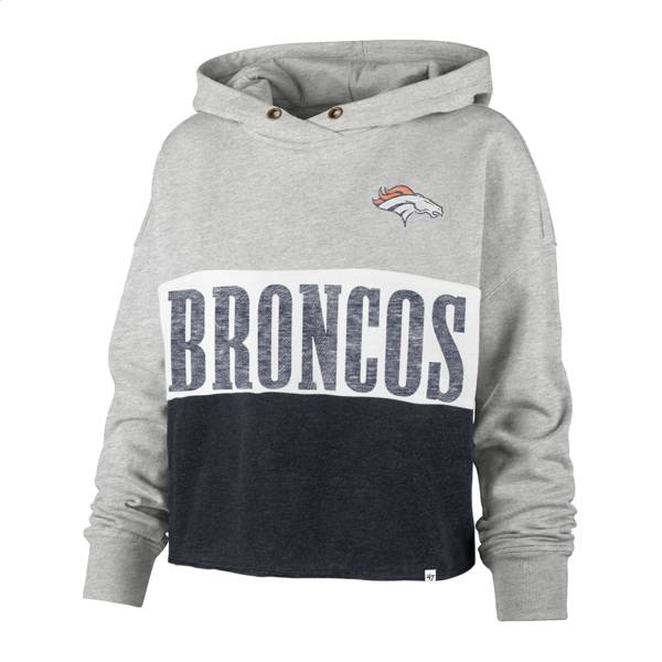 '47 Women's Denver Broncos White Lizzy Cut Off Hoodie