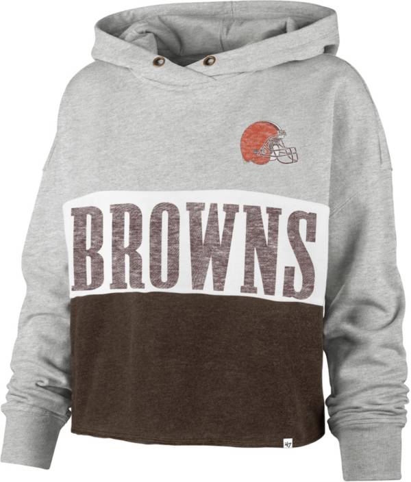 '47 Women's Cleveland Browns Grey Lizzy Cut Off Hoodie