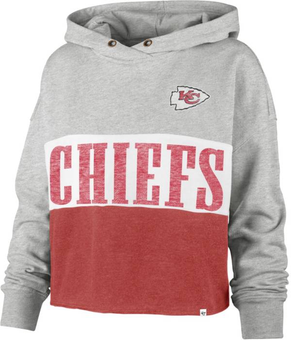 '47 Women's Kansas City Chiefs Grey Lizzy Cut Off Hoodie