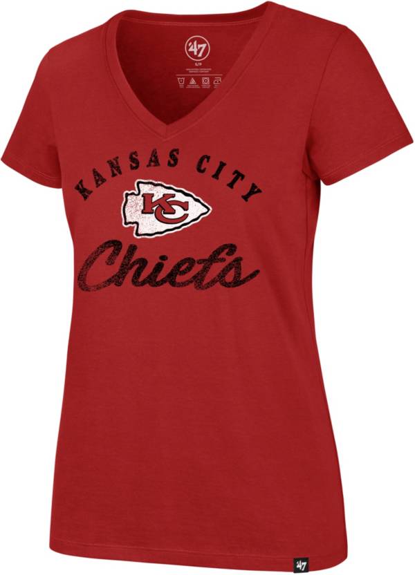 ‘47 Women's Kansas City Chiefs Red Script Rival V-Neck T-Shirt