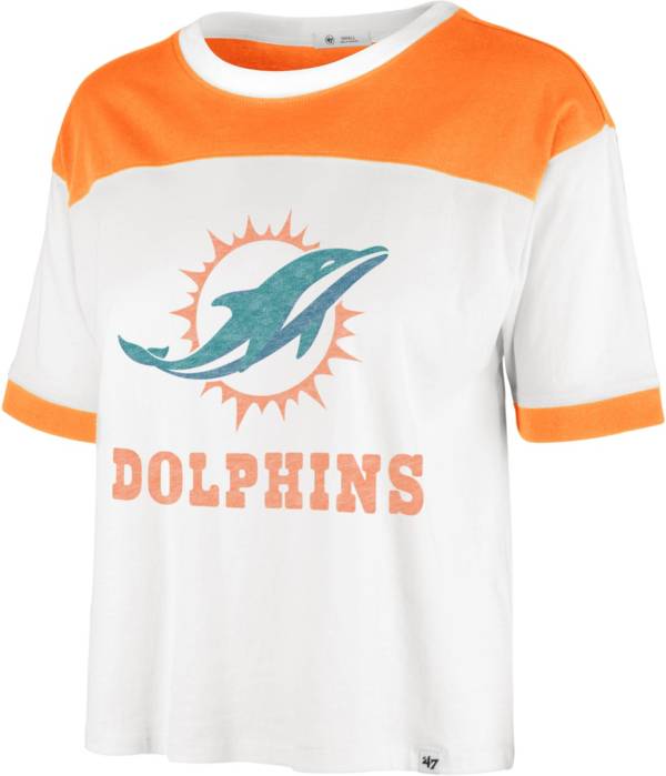 '47 Women's Miami Dolphins White Billie Cropped T-Shirt
