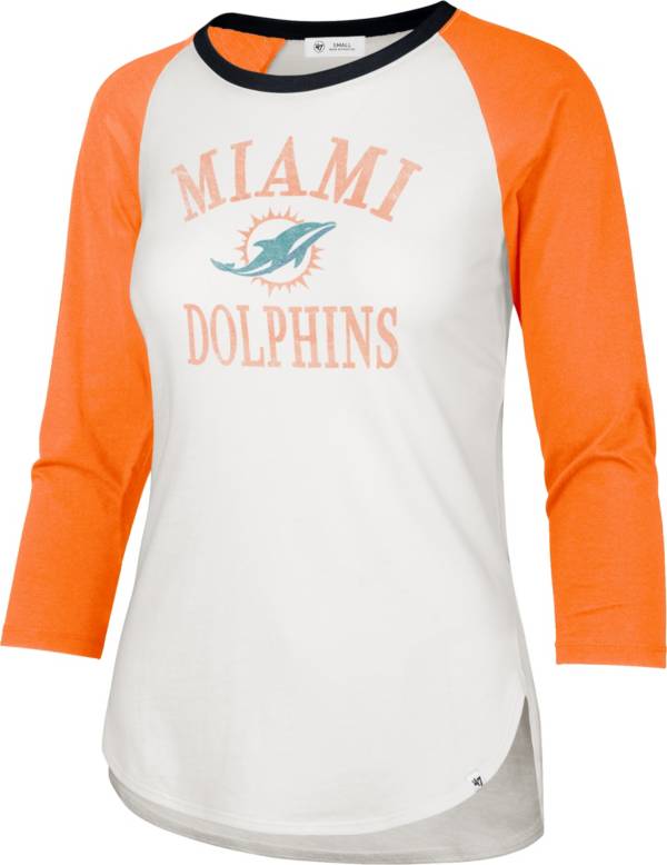 '47 Women's Miami Dolphins White Long Sleeve Raglan T-Shirt