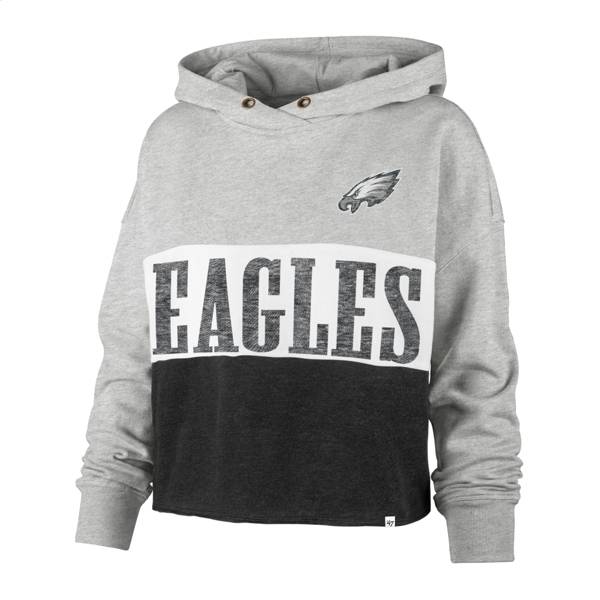 '47 Women's Philadelphia Eagles White Lizzy Cut Off Hoodie