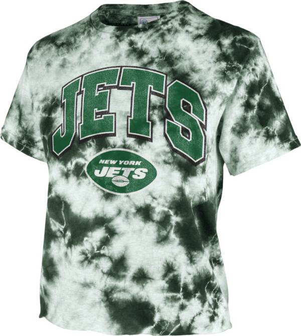 '47 Women's New York Jets Tie Dye Tubular Cropped Tie Dye T-Shirt