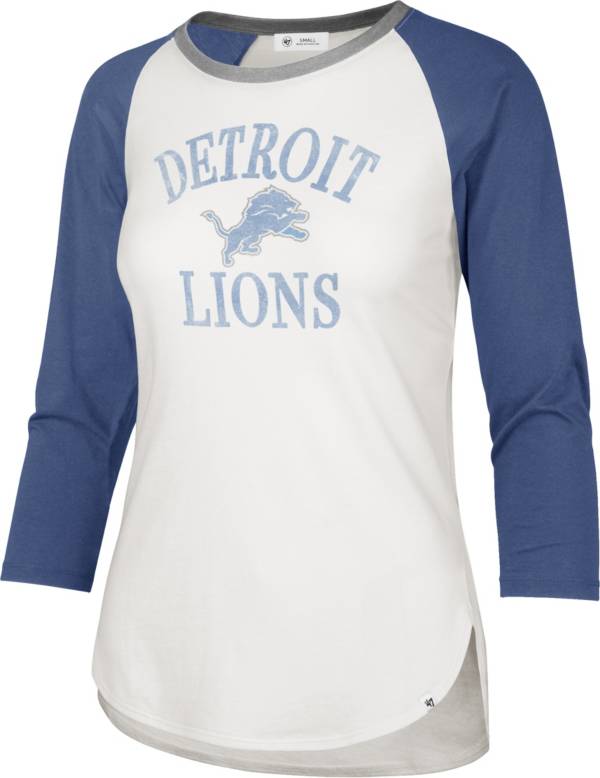 '47 Women's Detroit Lions White Long Sleeve Raglan T-Shirt