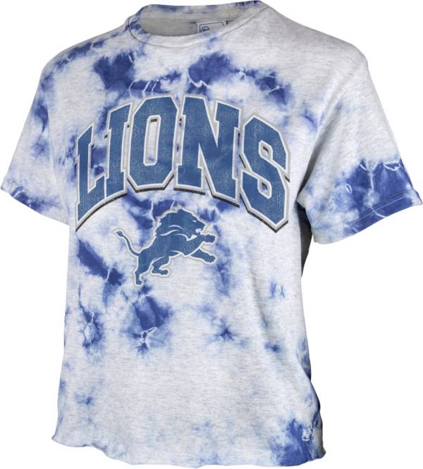 '47 Women's Detroit Lions Tie Dye Tubular Cropped Tie Dye T-Shirt