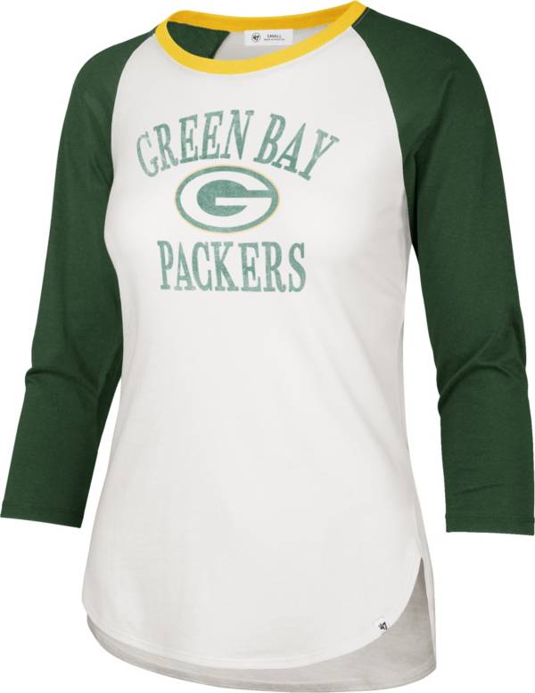 '47 Women's Green Bay Packers White Long Sleeve Raglan T-Shirt