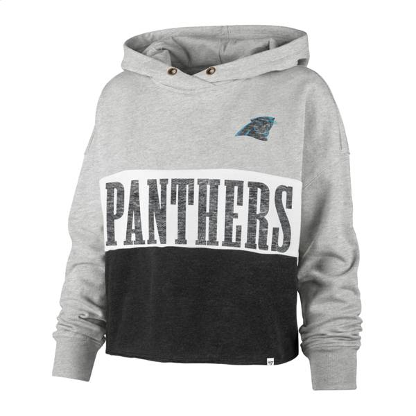 '47 Women's Carolina Panthers White Lizzy Cut Off Hoodie
