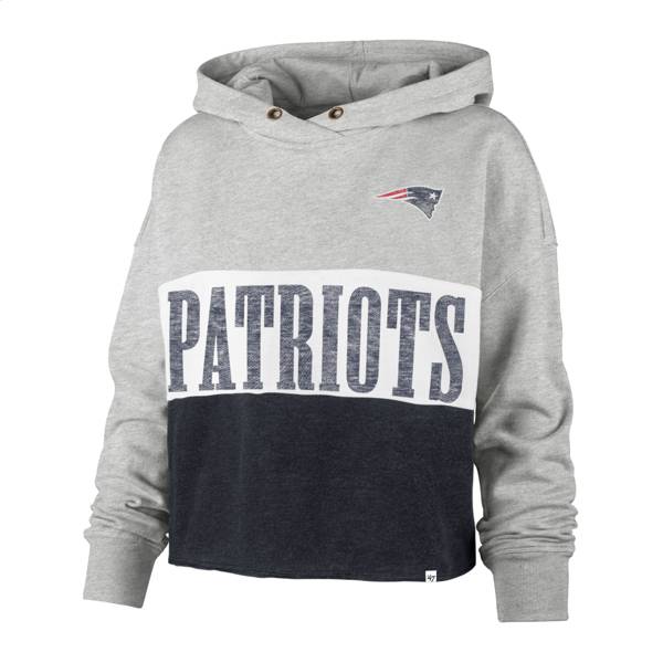'47 Women's New England Patriots White Lizzy Cut Off Hoodie