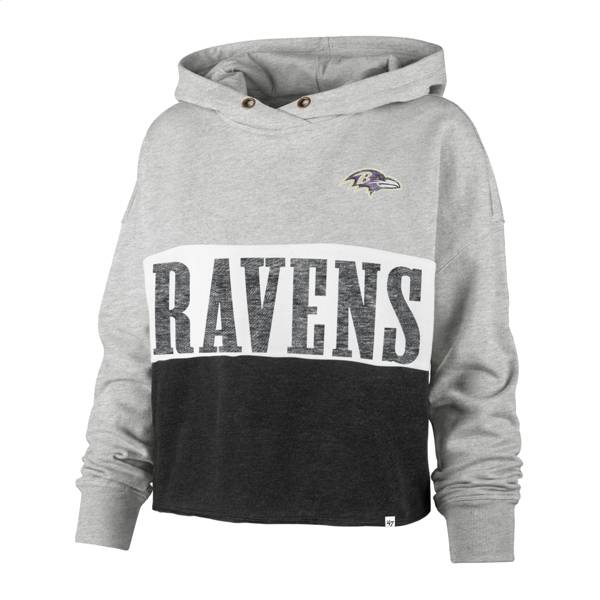 '47 Women's Baltimore Ravens White Lizzy Cut Off Hoodie