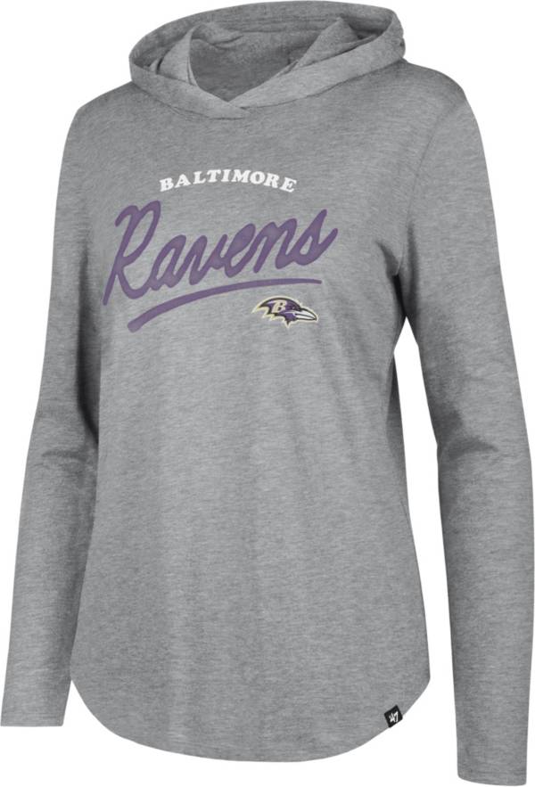 ‘47 Women's Baltimore Ravens Piper Logo Grey Hooded Long Sleeve T-Shirt