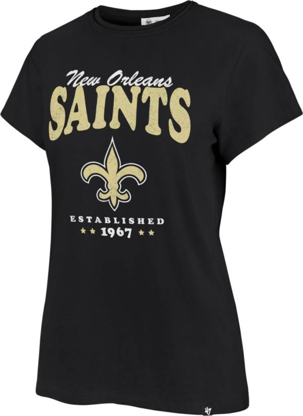 ‘47 Women's New Orleans Saints Rally Cry Throwback Black T-Shirt