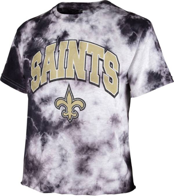 '47 Women's New Orleans Saints Tie Dye Tubular Cropped Tie Dye T-Shirt