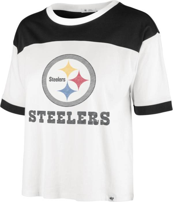 '47 Women's Pittsburgh Steelers White Billie Cropped T-Shirt