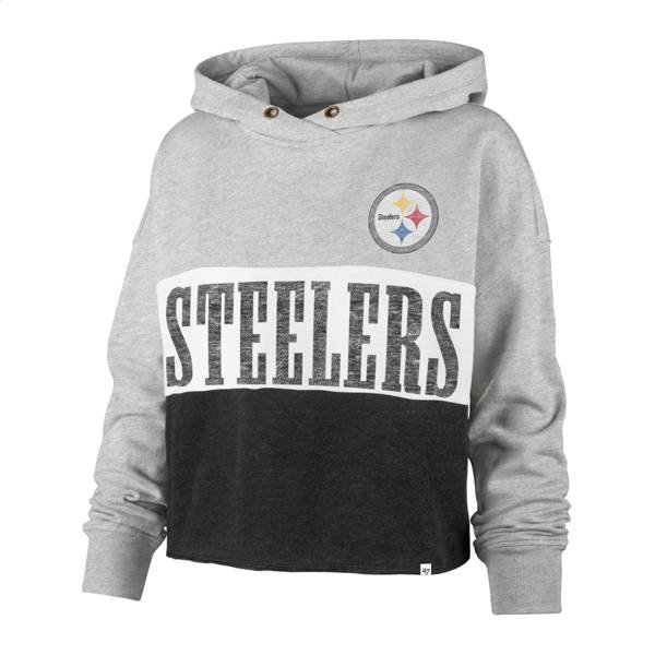 '47 Women's Pittsburgh Steelers White Lizzy Cut Off Hoodie product image