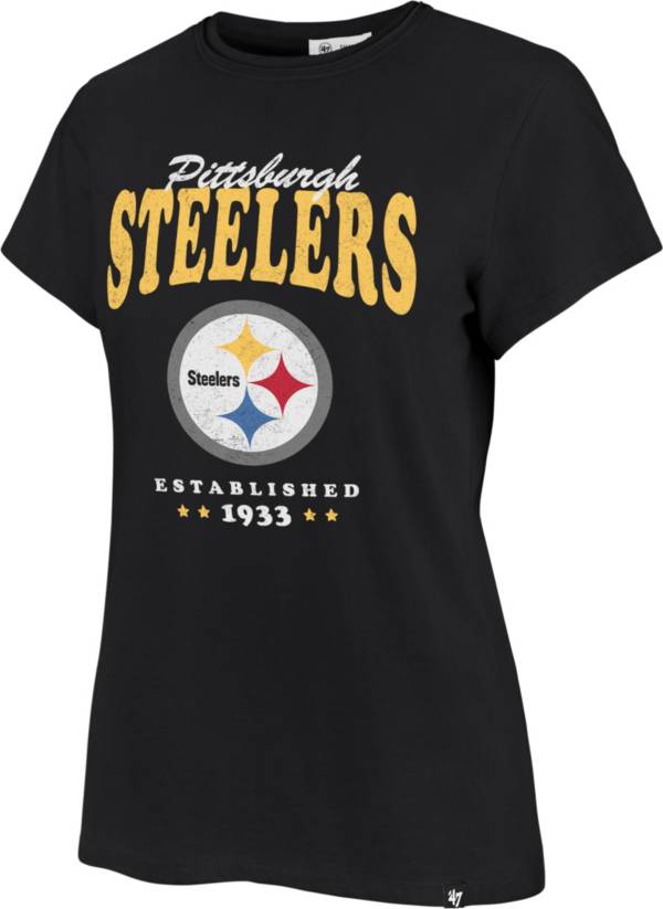 ‘47 Women's Pittsburgh Steelers Rally Cry Throwback Black T-Shirt