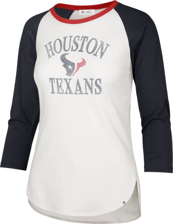 '47 Women's Houston Texans White Long Sleeve Raglan T-Shirt