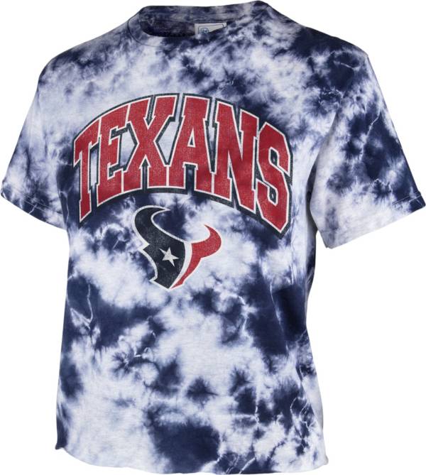 '47 Women's Houston Texans Tie Dye Tubular Cropped Tie Dye T-Shirt