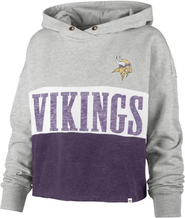 '47 Women's Minnesota Vikings Grey Lizzy Cut Off Hoodie