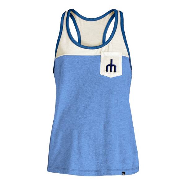 5th & Ocean Women's Seattle Mariners Royal Raglan Tri-blend Pocket Tank Top