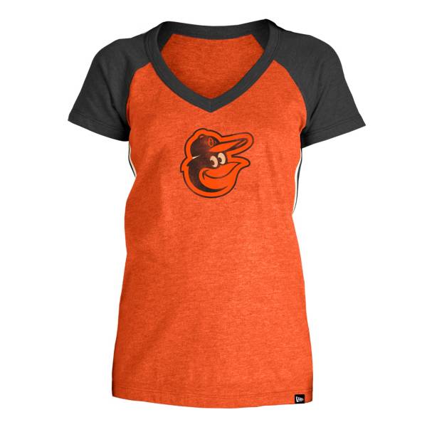 5th & Ocean Women's Baltimore Orioles Orange Raglan Tri-blend V-Neck T-Shirt