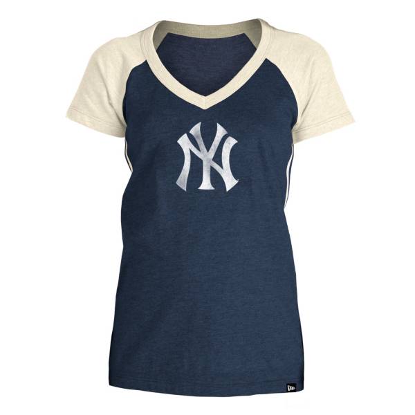5th & Ocean Women's New York Yankees Navy Raglan Tri-blend V-Neck T-Shirt