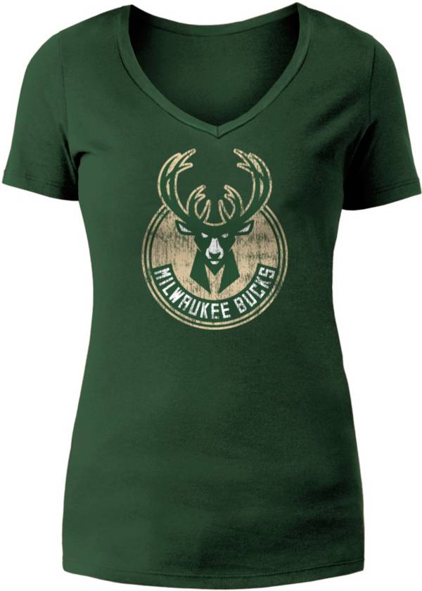 5th & Ocean Women's Milwaukee Bucks Green V-Neck T-Shirt product image