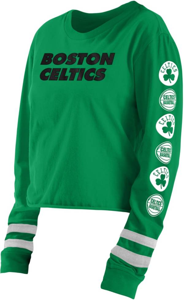 5th & Ocean Women's Boston Celtics Green Wordmark Long Sleeve T-Shirt