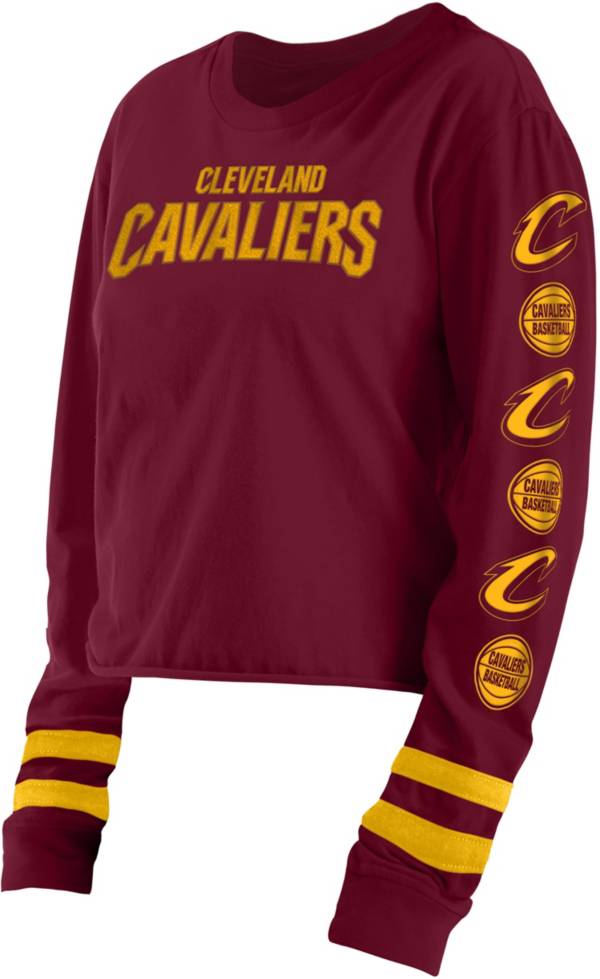 5th & Ocean Women's Cleveland Cavaliers Red Wordmark Long Sleeve T-Shirt