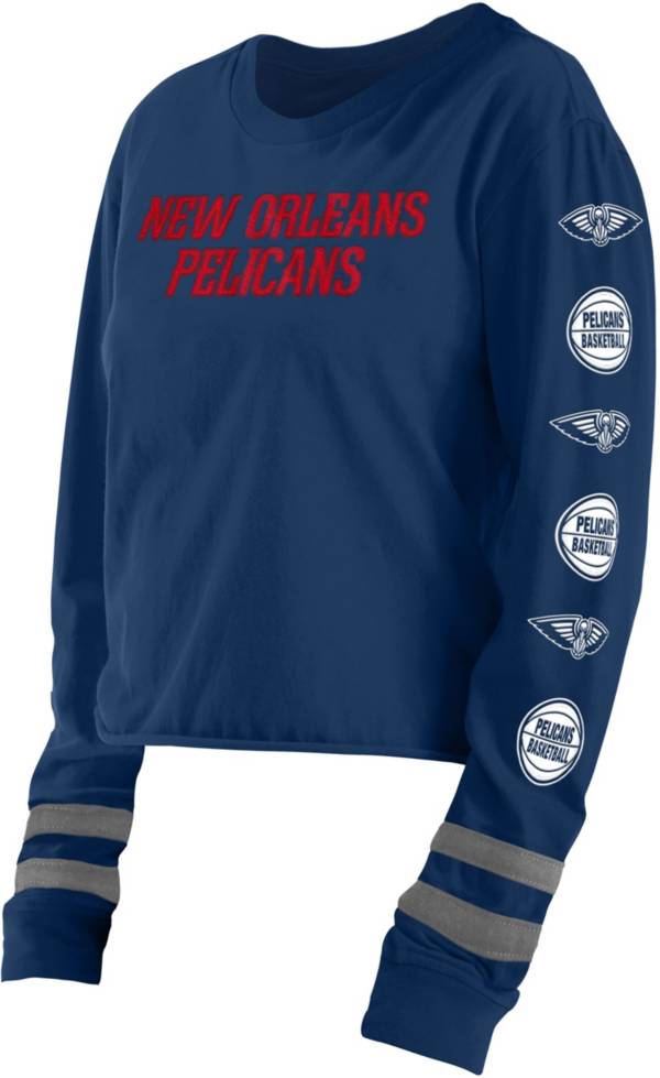 5th & Ocean Women's New Orleans Pelicans Navy Wordmark Long Sleeve T-Shirt