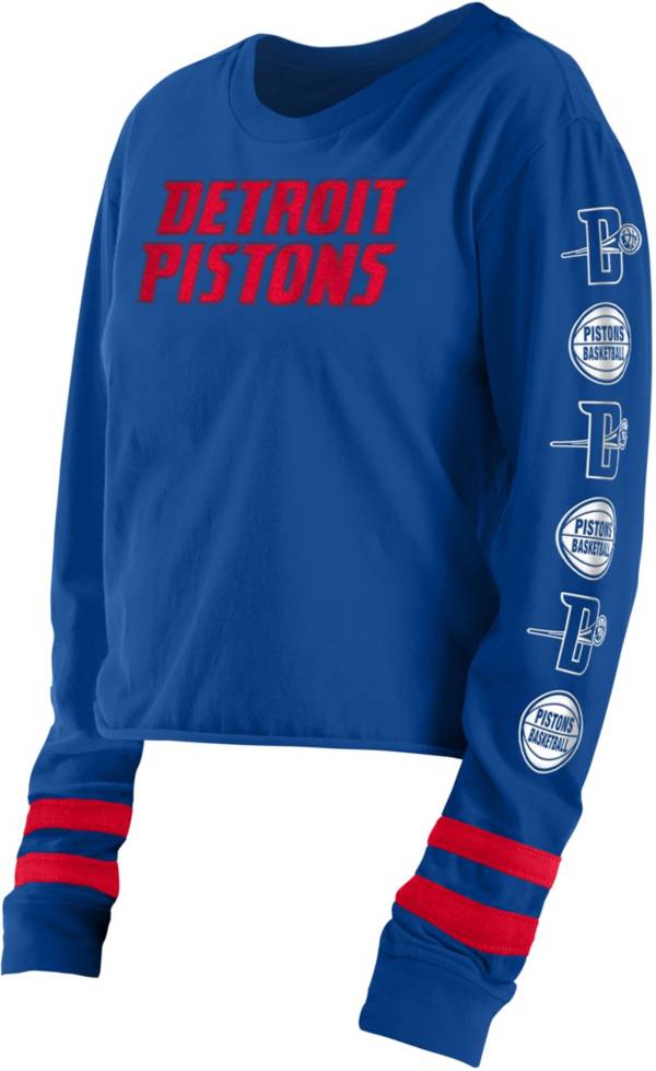 5th & Ocean Women's Detroit Pistons Royal Wordmark Long Sleeve T-Shirt