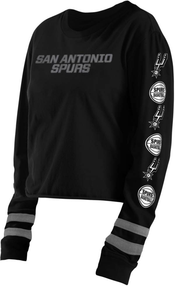 5th & Ocean Women's San Antonio Spurs Black Wordmark Long Sleeve T-Shirt