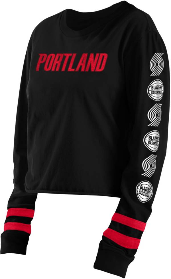 5th & Ocean Women's Portland Trail Blazers Black Wordmark Long Sleeve T-Shirt