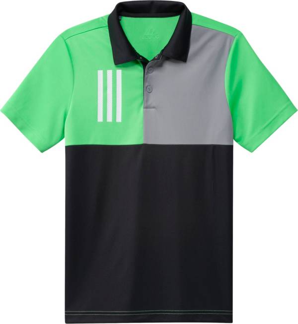 adidas Boys' 3-Stripes Chest Primegreen Golf Polo