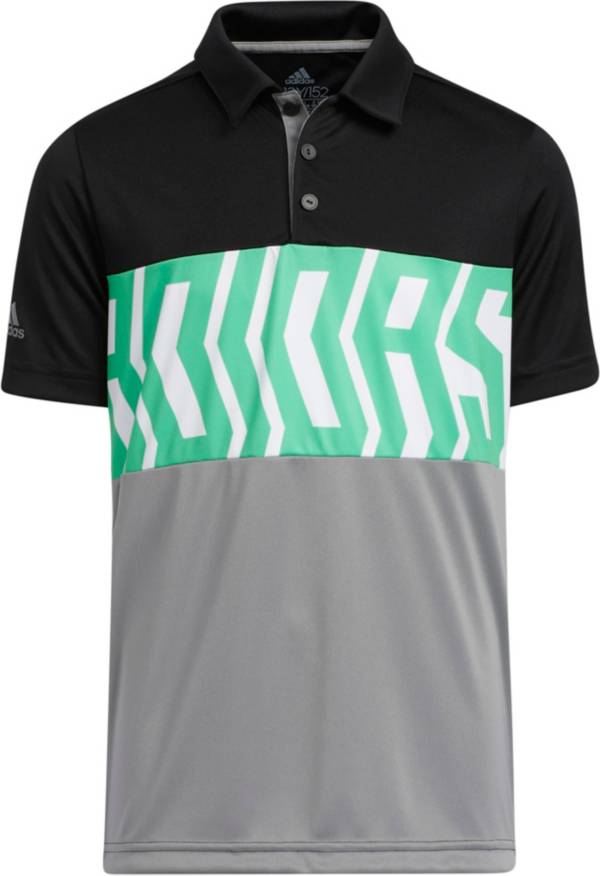 adidas Boys Print Block Primegreen Polo Shirt