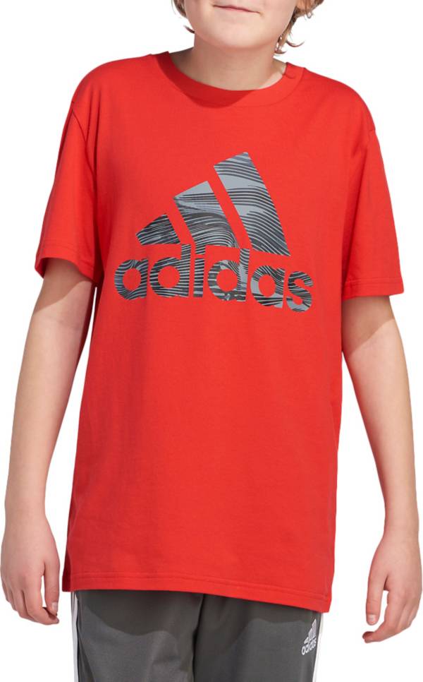 adidas Boys' Short Sleeve Camo Badge Of Sport T-Shirt