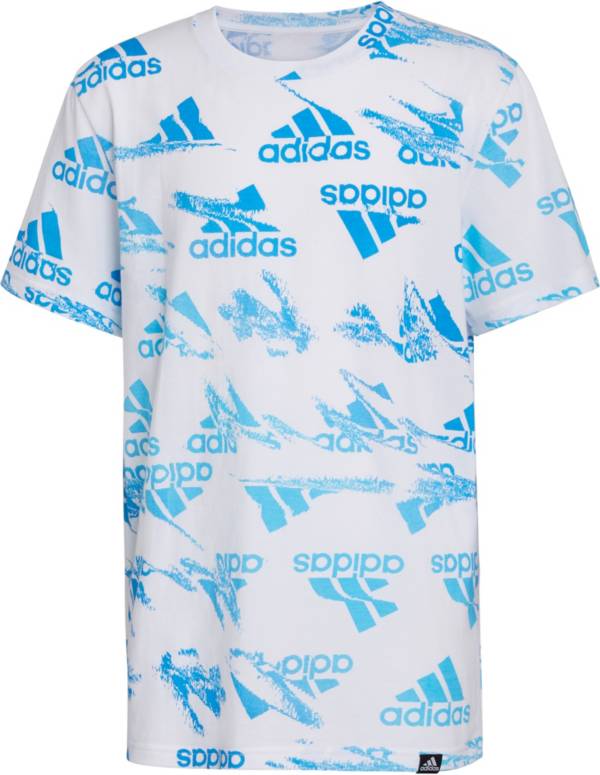 adidas Boys' Glitchy All Over Print T-Shirt