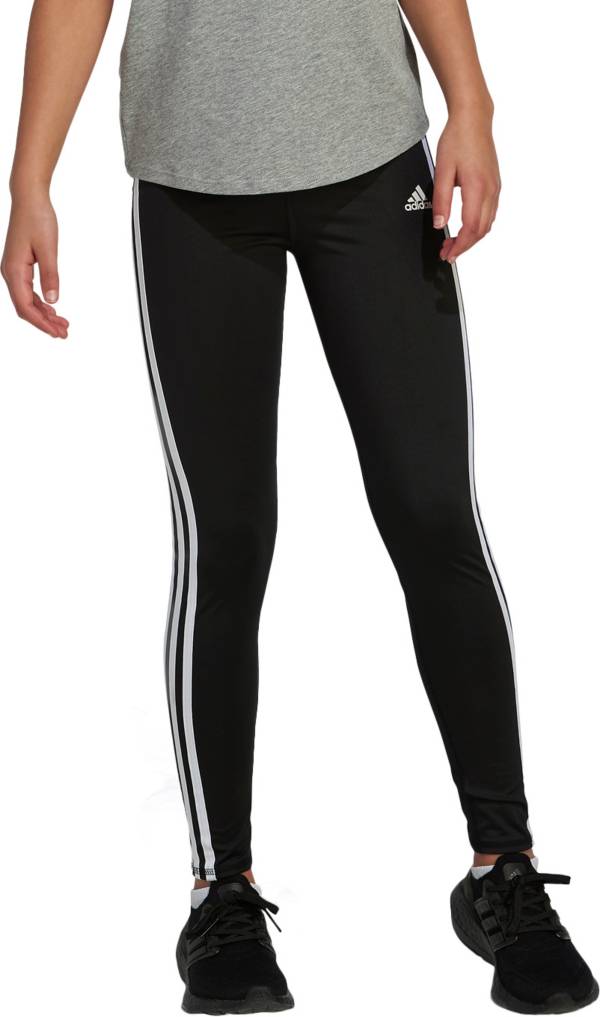 adidas Girls' AEROREADY 3 Stripe Long Tights