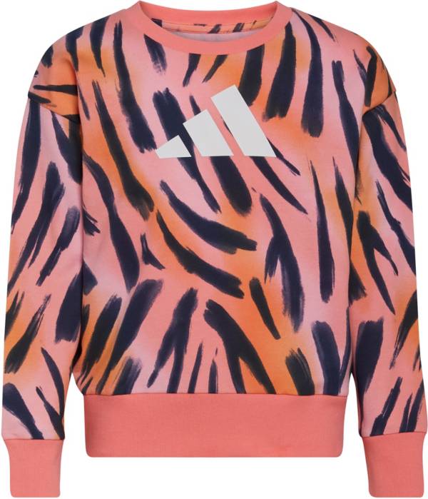 adidas Girls' Long Sleeve 3-Bar Crewneck Pullover Sweatshirt product image