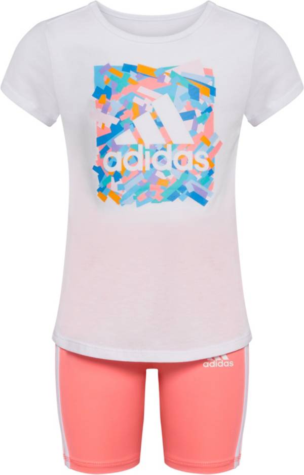 adidas Girls' 2 Piece Tunic Bike Shorts Set