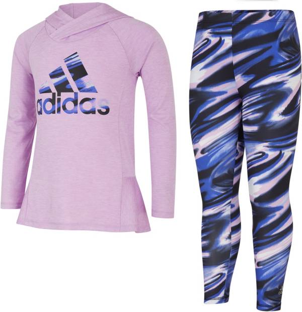 adidas Girls' Mélange Hoodie and Leggings Set