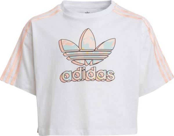 adidas Girls' Marble Logo Boxy Cropped T-Shirt