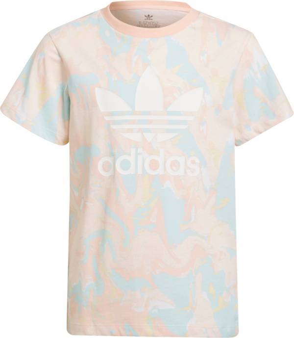 adidas Girls' Allover Print Marble T-Shirt