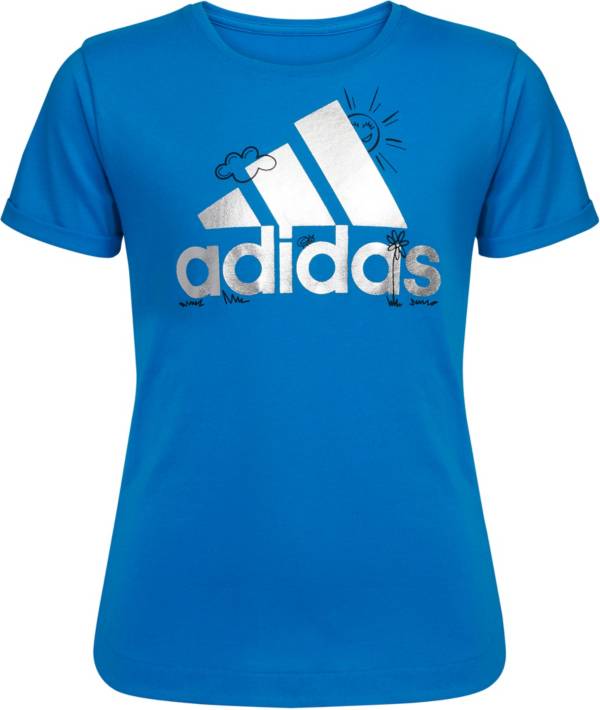 Adidas Girls' Short Rolled Sleeve T-Shirt