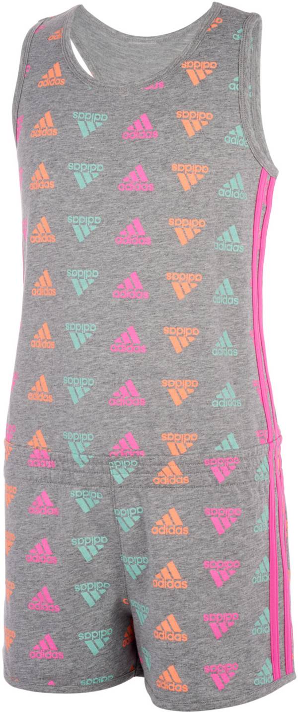 adidas Little Girls' Brand Love Print Sleeveless Romper