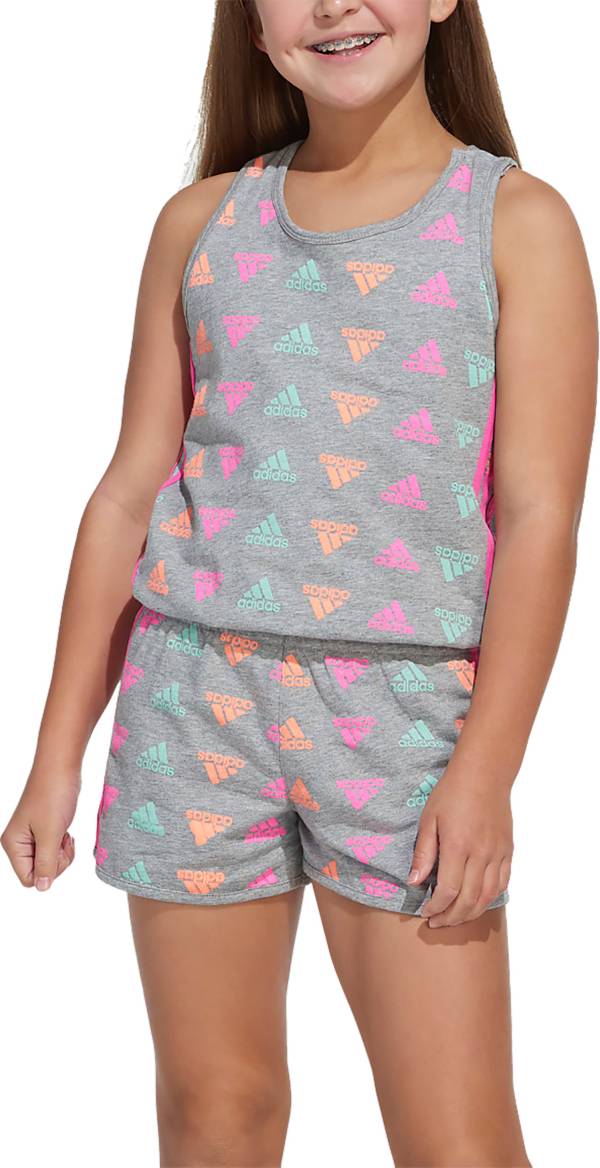 adidas Girls' Brand Love Print Sleeveless Romper