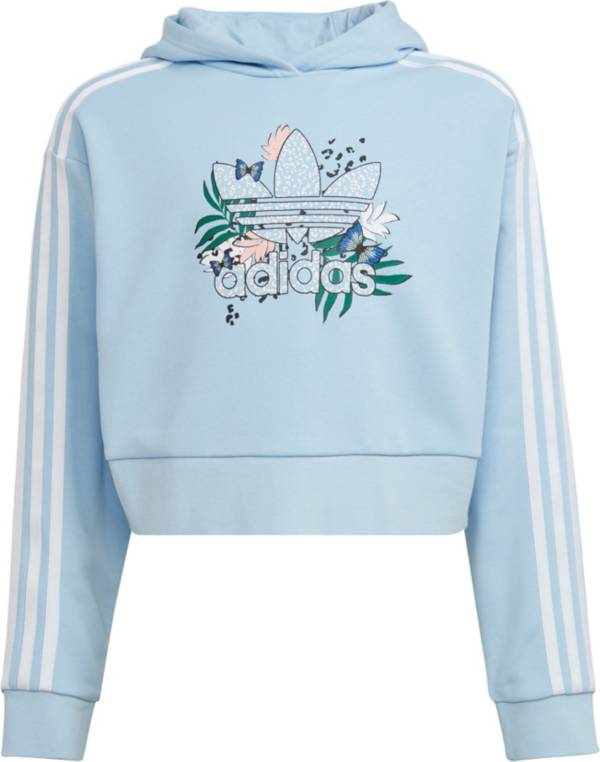 adidas Girls' HER Studio London Animal Flower Print Cropped Hoodie