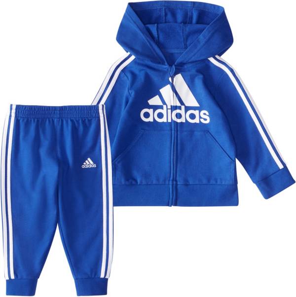 adidas Infant Zip Front French Terry Hooded Jacket and Joggers Set