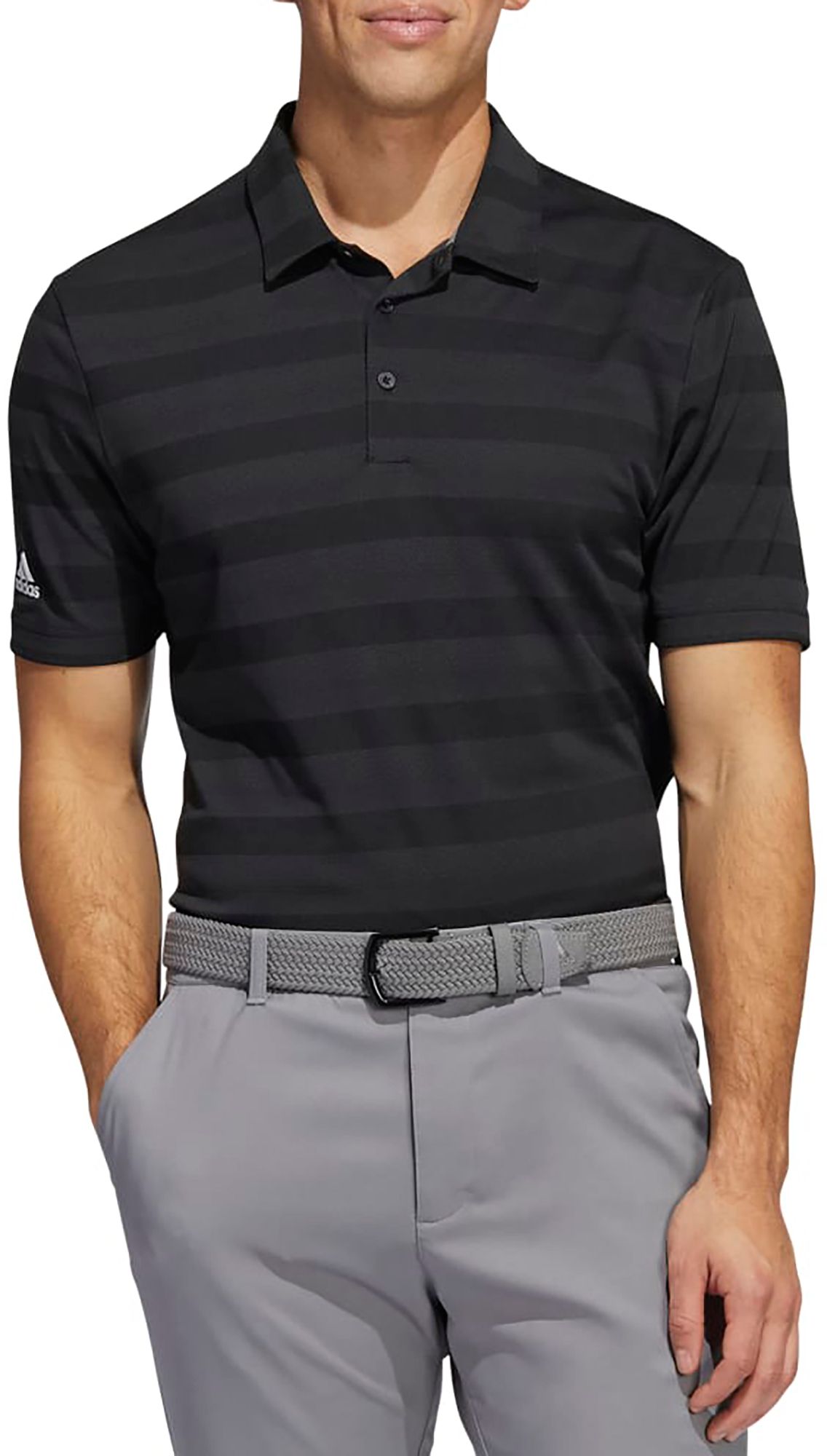 adidas men's drive 2 color stripe golf polo