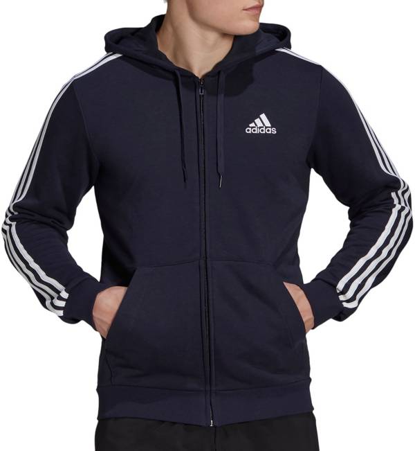 adidas Men's Essentials French Terry 3-Stripes Full Zip Hoodie